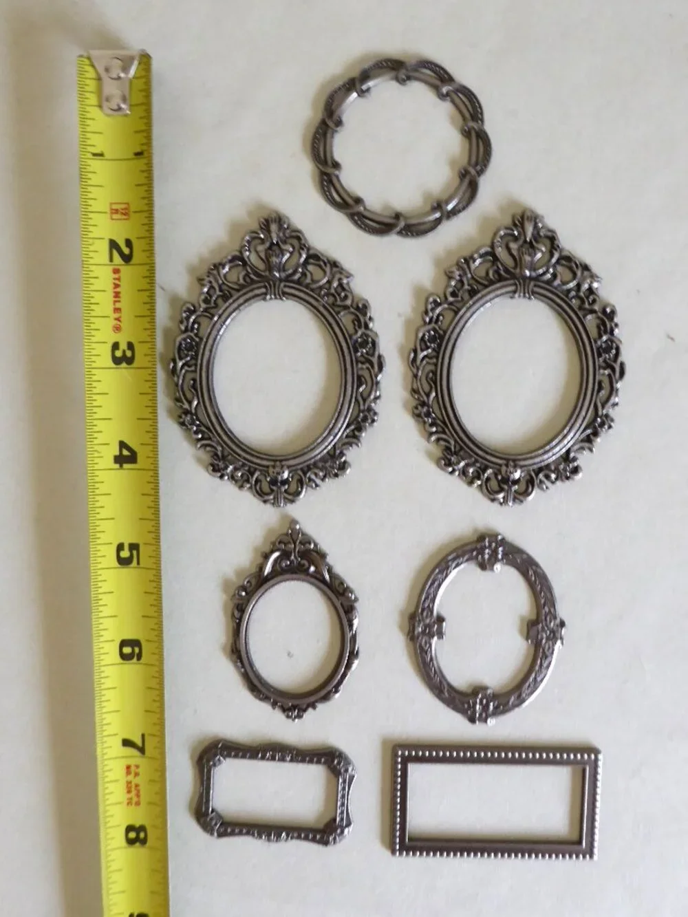 NEW TIM HOLTZ SILVER METAL EMBELLISHMENT FRAME PLATES (LOT OF 7) CRAFT SCRAPBOOK